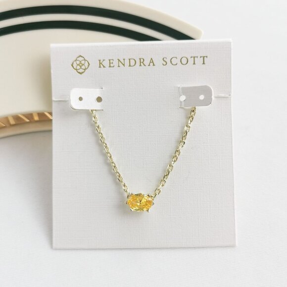 Kendra Scott Cailin Gold Golden Yellow Crystal Necklace - Picture 3 of 3